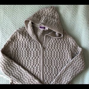 Irish 100% wool zip front, hooded cardigan
